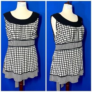 👗 |•LANE BRYANT•| Black & White Mod Dots & Checks Dress Size 26/28